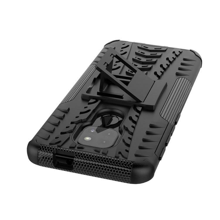 Anti-slip PC + TPU Combo Case with Kickstand for Motorola Moto G9 Play - Black-9