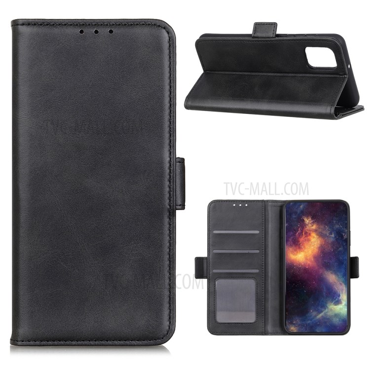 Magnetic Closure Leather Wallet Stand Case Shell for Motorola Moto G9 Plus - Black-1