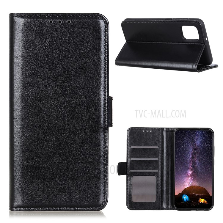 Crazy Horse Wallet Stand Leather Case for Motorola Moto G9 Plus - Black-1