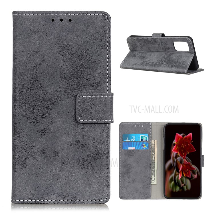 Retro Style Wallet Leather Protective Phone Case for Motorola Moto G9 Plus - Grey-1