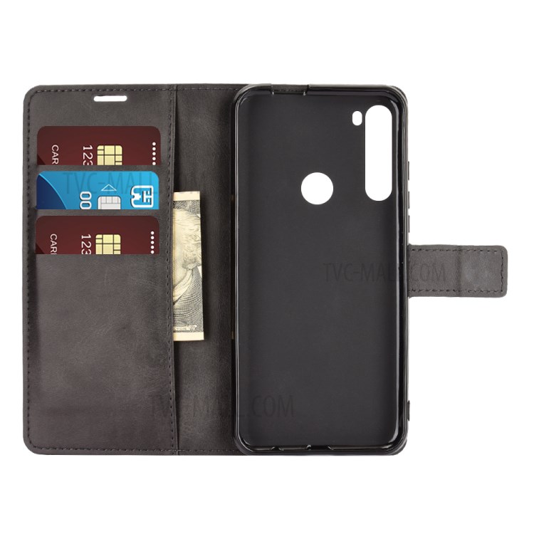 PU Leather Wallet Stand Phone Protective Shell for Motorola Moto One Fusion Plus - Black-6