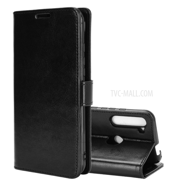 Crazy Horse Texture Leather Cover Stand Case for Motorola Moto One Fusion Plus - Black-1
