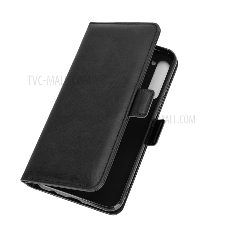 Magnetic Double Clasp Leather Wallet Stand Cover for Motorola Moto One Fusion Plus - Black-3