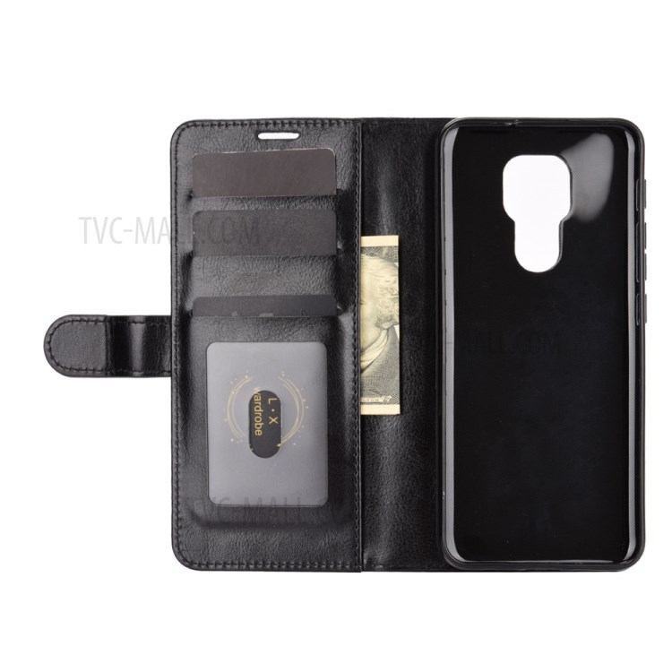 Crazy Horse Texture Leather Shell with Wallet Case for Motorola Moto G9 Play - Black-4