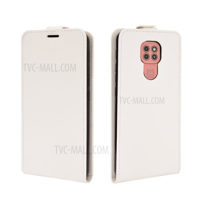 Crazy Horse Leather Vertical Flip Cover for Motorola Moto G9 Play - White-4