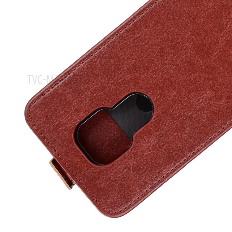 Crazy Horse Leather Vertical Flip Cover for Motorola Moto G9 Play - Brown-2
