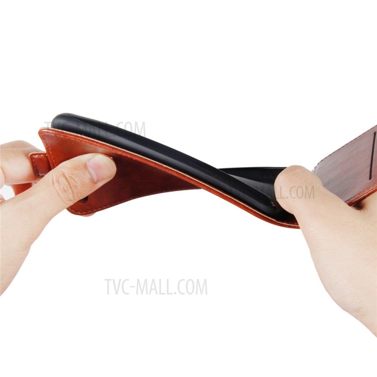 Crazy Horse Leather Vertical Flip Cover for Motorola Moto G9 Play - Brown-6