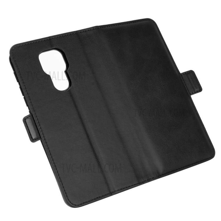 Double Clasp Flip Leather Wallet Stand Phone Cover for Motorola Moto G9 Play - Black-6