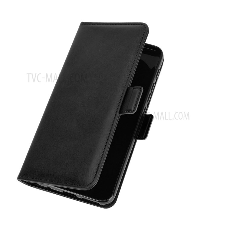 Double Clasp Flip Leather Wallet Stand Phone Cover for Motorola Moto G9 Play - Black-7
