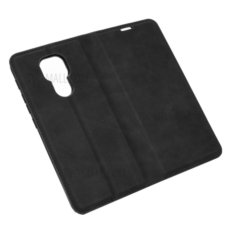 Silky Touch Leather Wallet Stand Cover Case for Motorola Moto G9 Play - Black-5