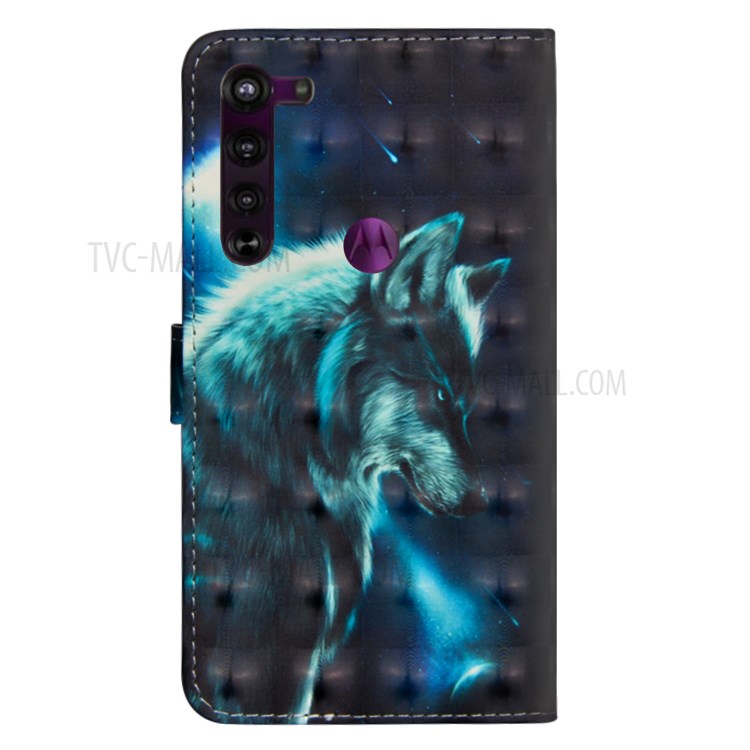 Light Spot Decor Patterned Magnetic Leather Wallet Case for Motorola Edge - Wolf-3