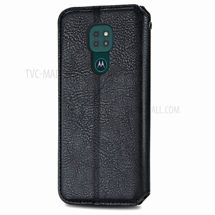 Auto-absorbed Diamond Texture PU Leather Shell for Motorola Moto G9 Play Phone Cover - Black-4