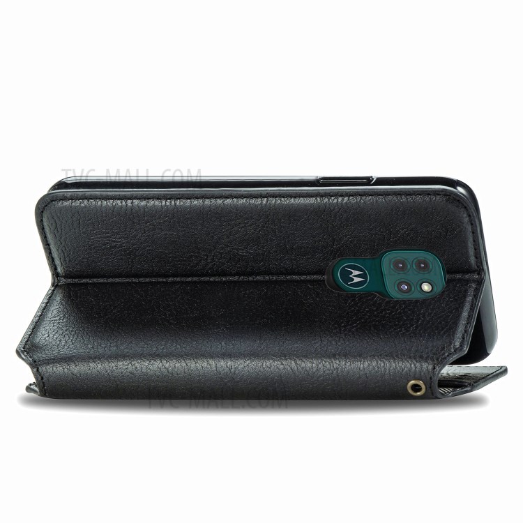 Auto-absorbed Diamond Texture PU Leather Shell for Motorola Moto G9 Play Phone Cover - Black-7