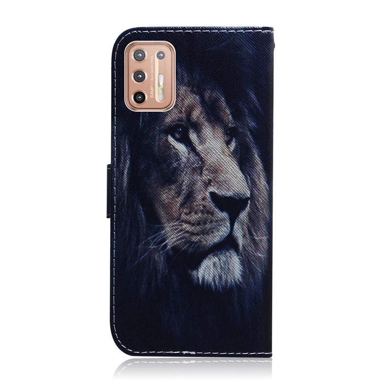 Pattern Printing Wallet Leather Tablet Case for Motorola Moto G9 Plus - Lion-3