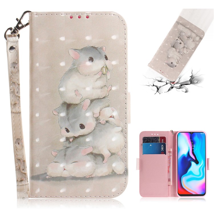 Light Spot Decor Pattern Printing Wallet Stand Flip Leather Case with Strap for Motorola Moto G9 Play/E7 Plus/G9 (India) - Squirrel-1