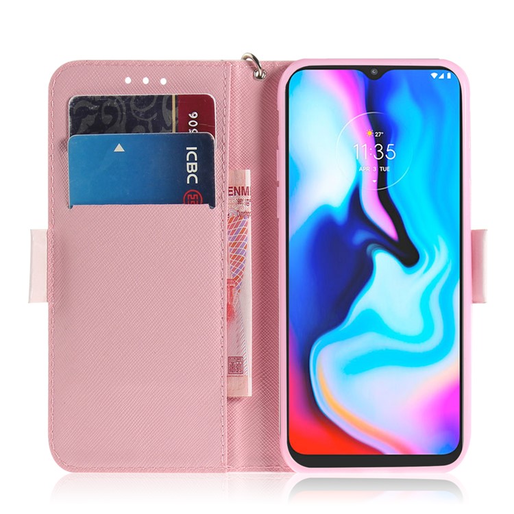 Light Spot Decor Pattern Printing Wallet Stand Flip Leather Case with Strap for Motorola Moto G9 Play/E7 Plus/G9 (India) - Squirrel-6