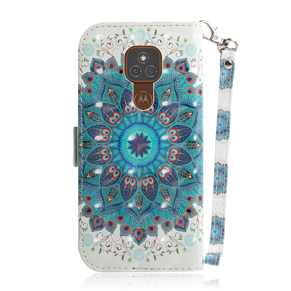 Light Spot Decor Pattern Printing Wallet Stand Flip Leather Case with Strap for Motorola Moto G9 Play/E7 Plus/G9 (India) - Malanda Flower-3