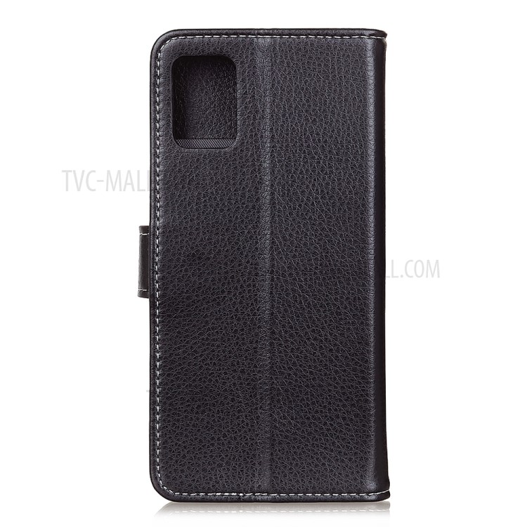 Litchi Texture Soft Leather Wallet Phone Cover Case for Motorola Moto G9 Plus - Black-3