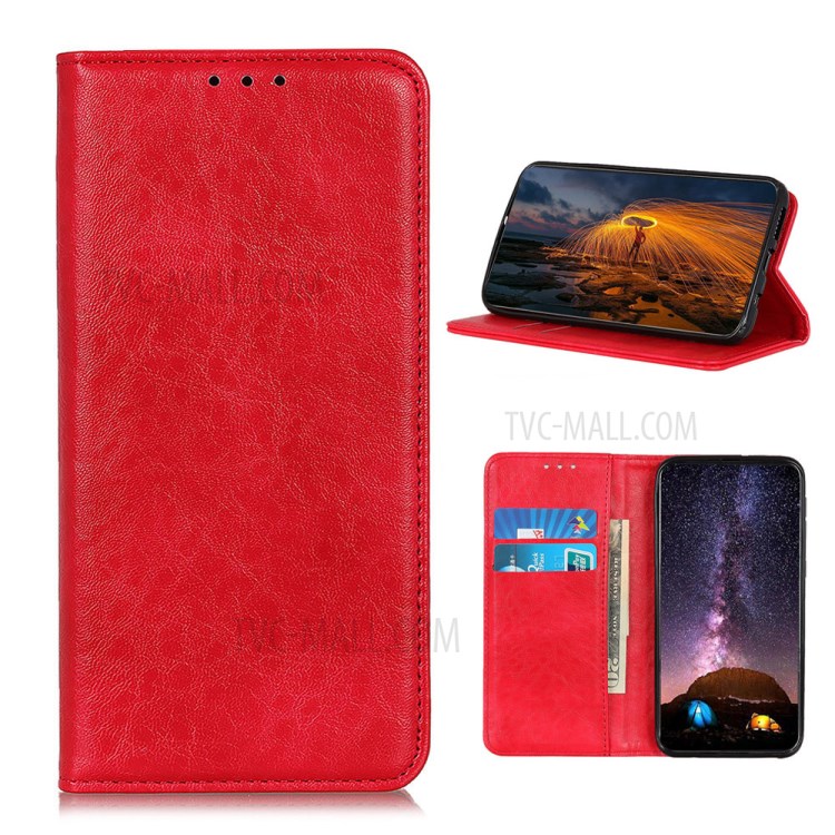 Auto-Absorbed Crazy Horse Texture Leather Phone Case for Motorola Moto G9 Plus - Red-1