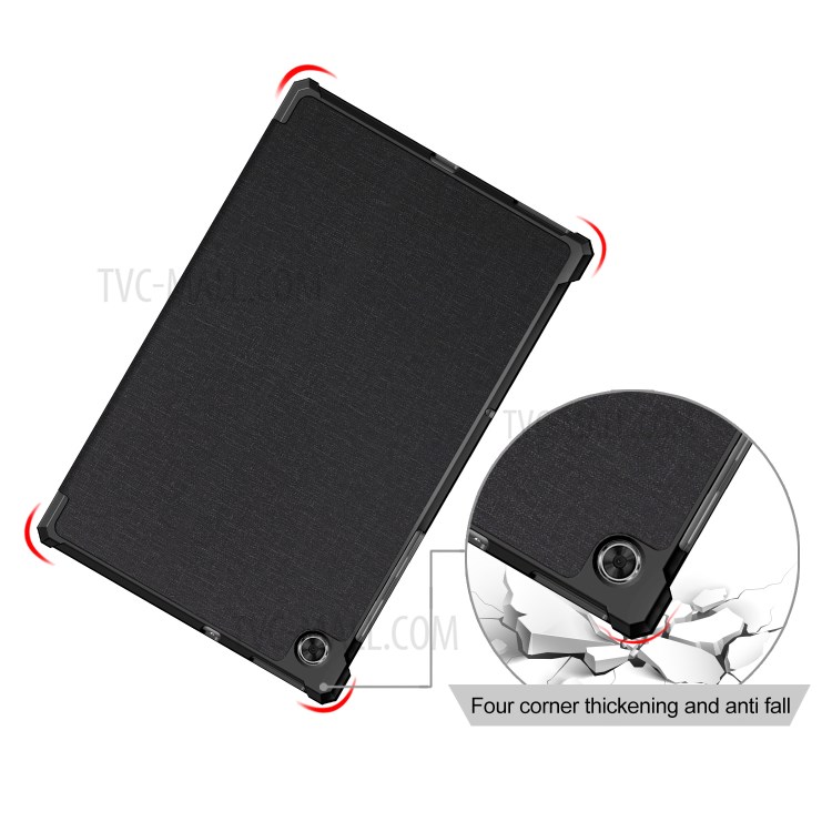 Tri-fold Leather Stand Tablet Case Cover Shell for Lenovo Tab M10 Plus/X606 - Black-10