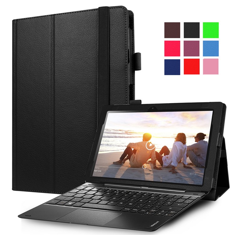 Litchi Texture Leather Stand Case for Lenovo Ideapad Miix 310 - Black-1