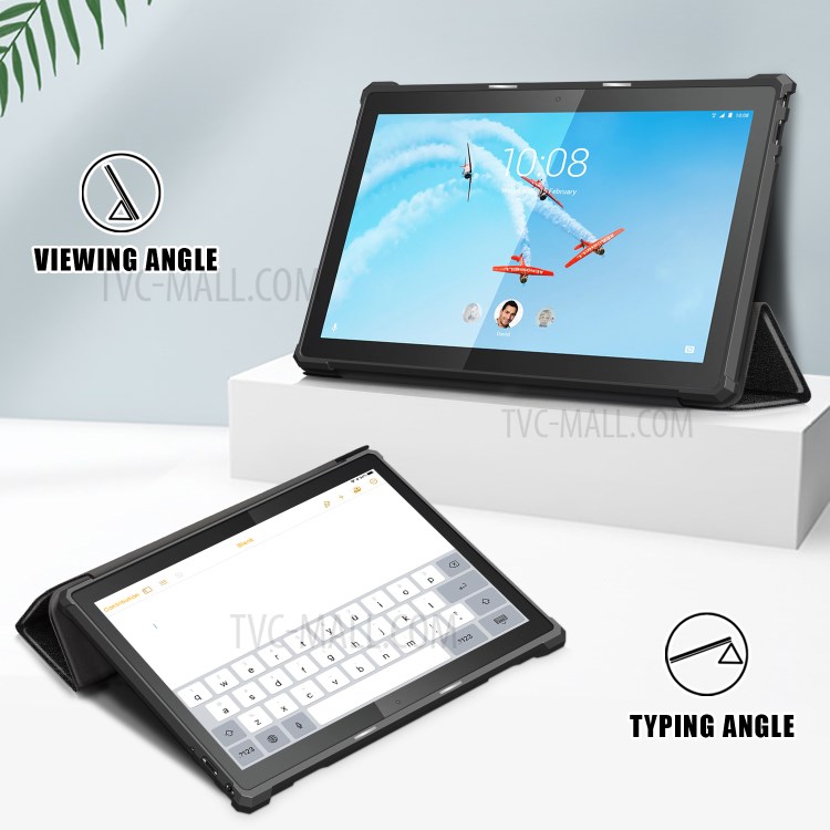 Tri-fold Leather Stand Tablet Case Cover Shell for Lenovo Tab M10 TB-X605F - Black-5