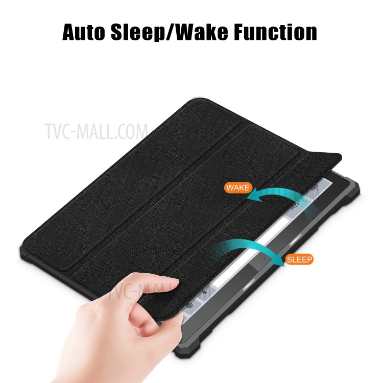 Tri-fold Leather Stand Tablet Case Cover Shell for Lenovo Tab M10 TB-X605F - Black-6