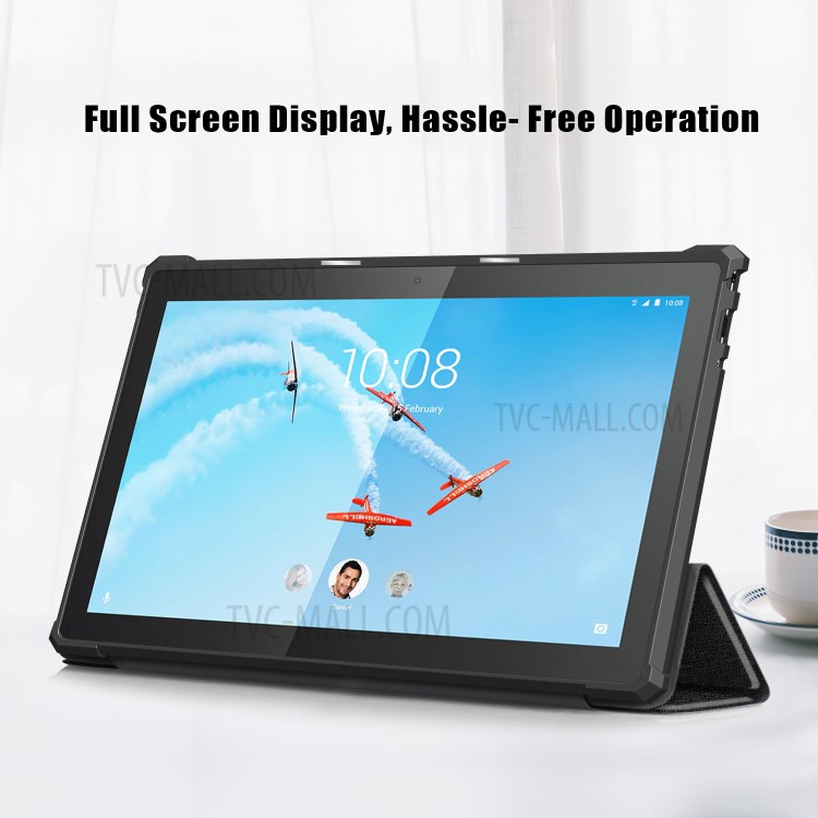 Tri-fold Leather Stand Tablet Case Cover Shell for Lenovo Tab M10 TB-X605F - Black-8
