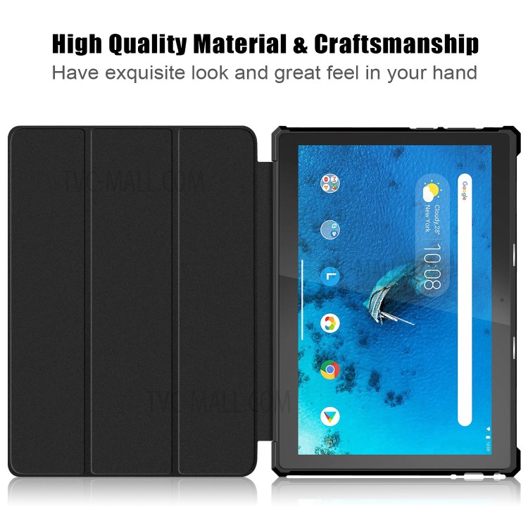 Tri-fold Leather Stand Tablet Case Cover Shell for Lenovo Tab M10 TB-X605F - Black-9