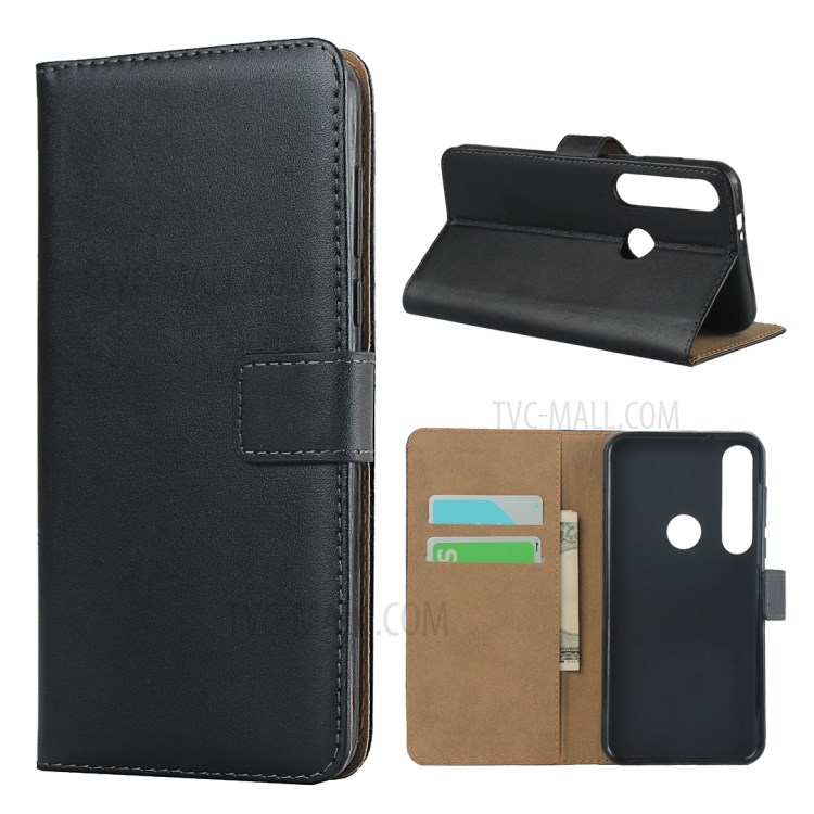 Genuine Leather Wallet Case with Stand for Motorola Moto G8 Plus-1