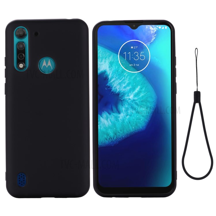 Liquid Silicone Phone Cover for Motorola Moto G8 Power Lite - Black-1