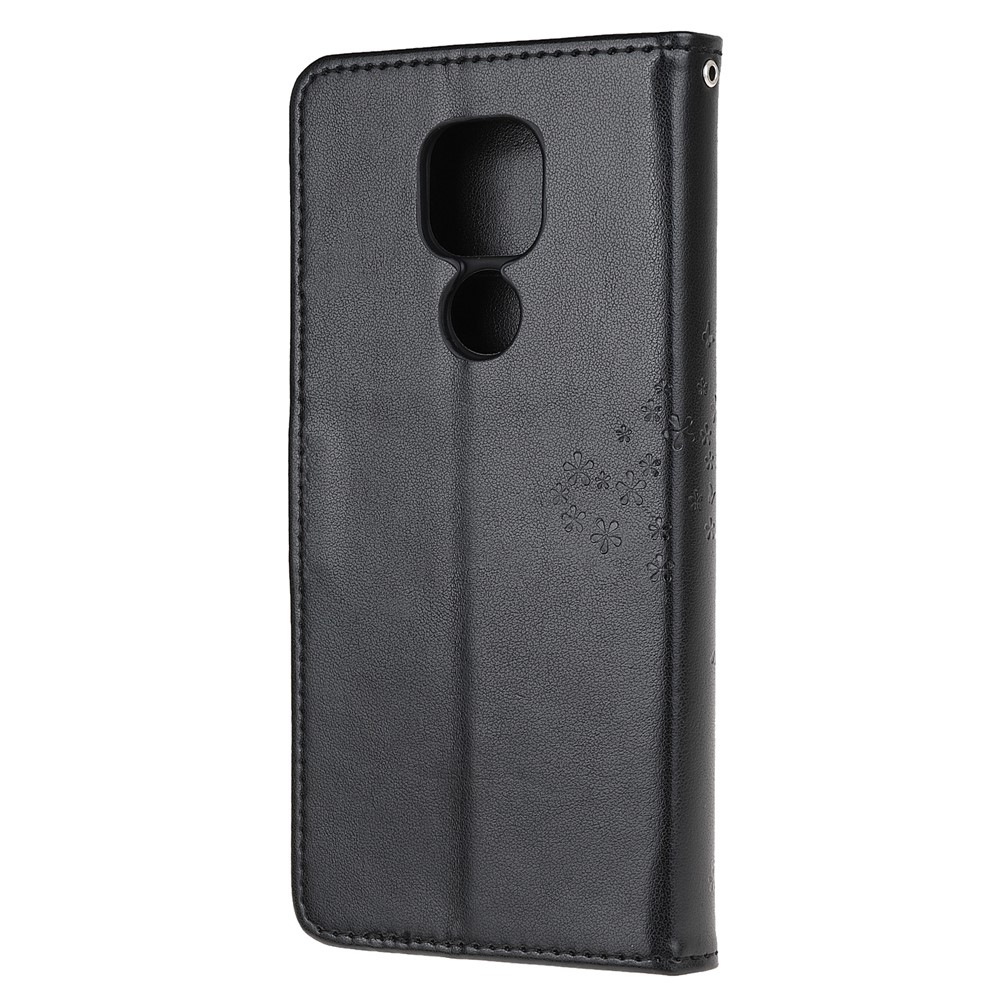 Stylish Imprint Tree and Owls Wallet Leather Phone Protector for Motorola Moto G9 Play / Moto E7 Plus - Black-2