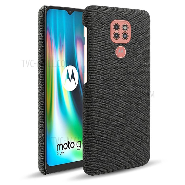 Cloth Texture Plastic Hard Shell Cover for Motorola Moto G9 Play - Black-1