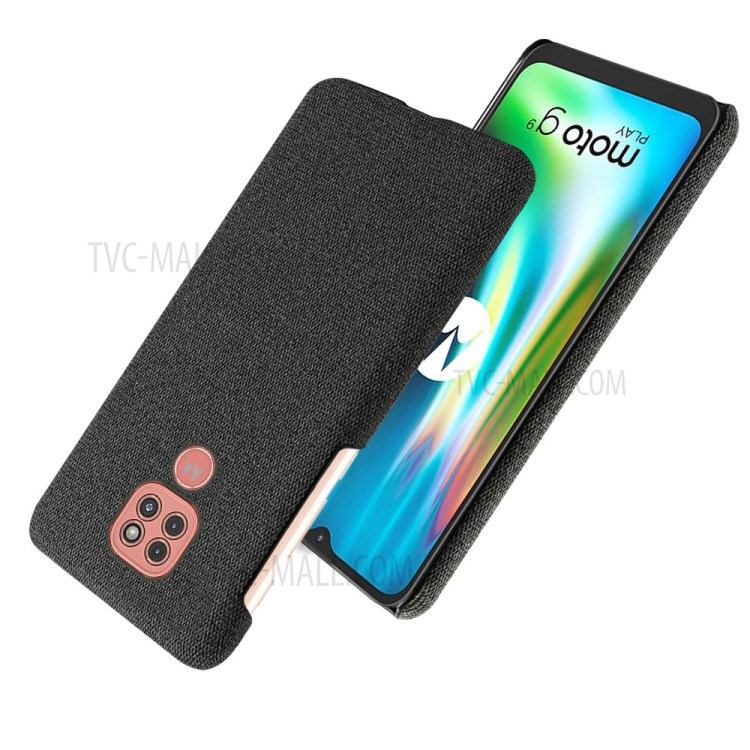 Cloth Texture Plastic Hard Shell Cover for Motorola Moto G9 Play - Black-2