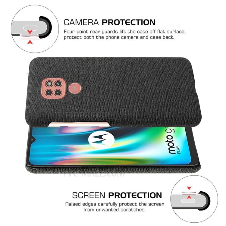 Cloth Texture Plastic Hard Shell Cover for Motorola Moto G9 Play - Black-5