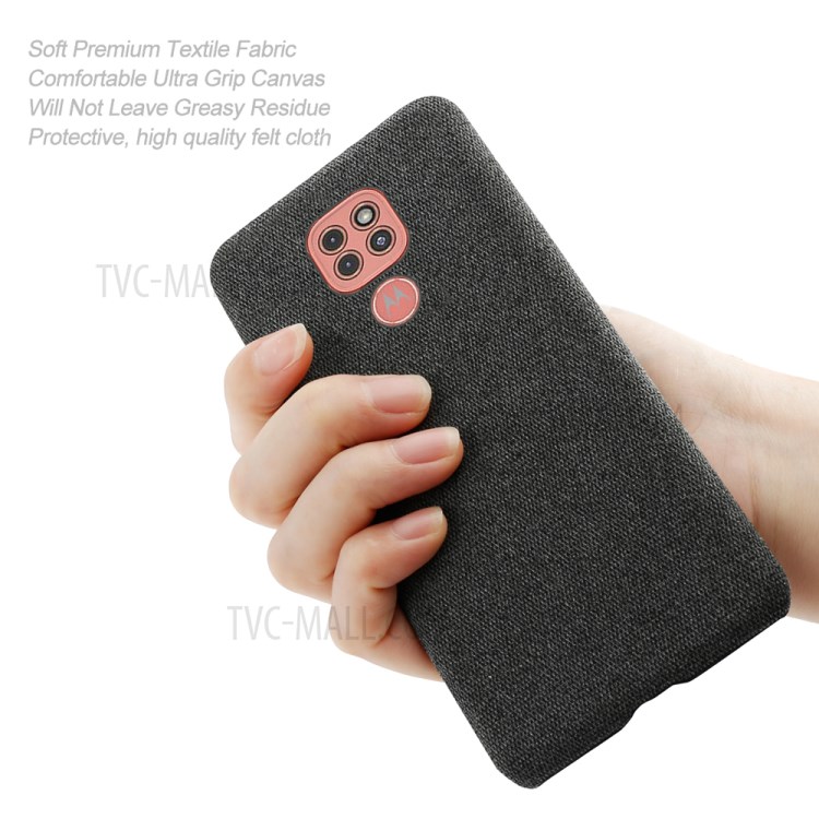 Cloth Texture Plastic Hard Shell Cover for Motorola Moto G9 Play - Black-6