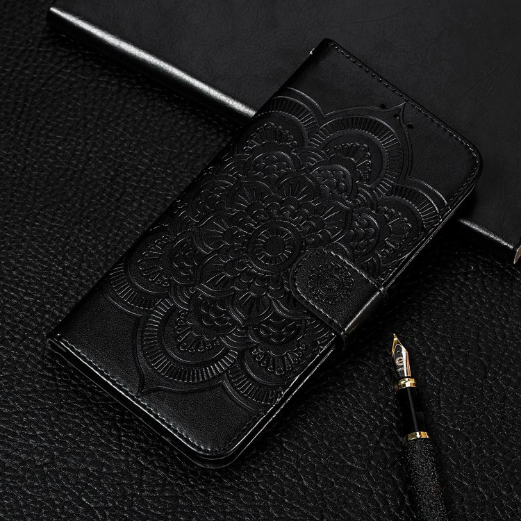 Imprint Mandala Flower Leather Protective Cover for Motorola Moto G9 Play - Black-10