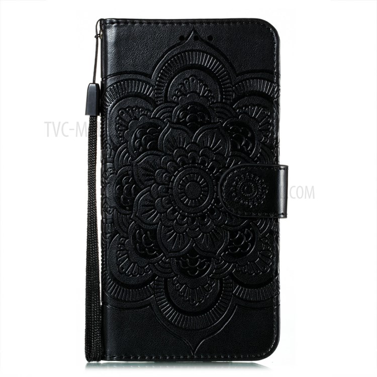 Imprint Mandala Flower Leather Protective Cover for Motorola Moto G9 Play - Black-9