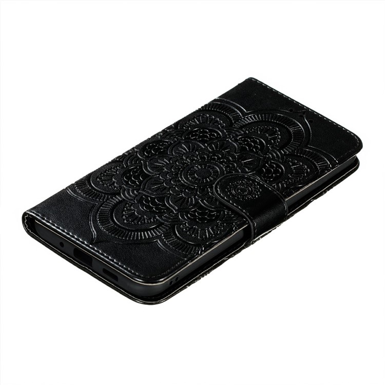 Imprint Mandala Flower Leather Protective Cover for Motorola Moto G9 Plus - Black-6