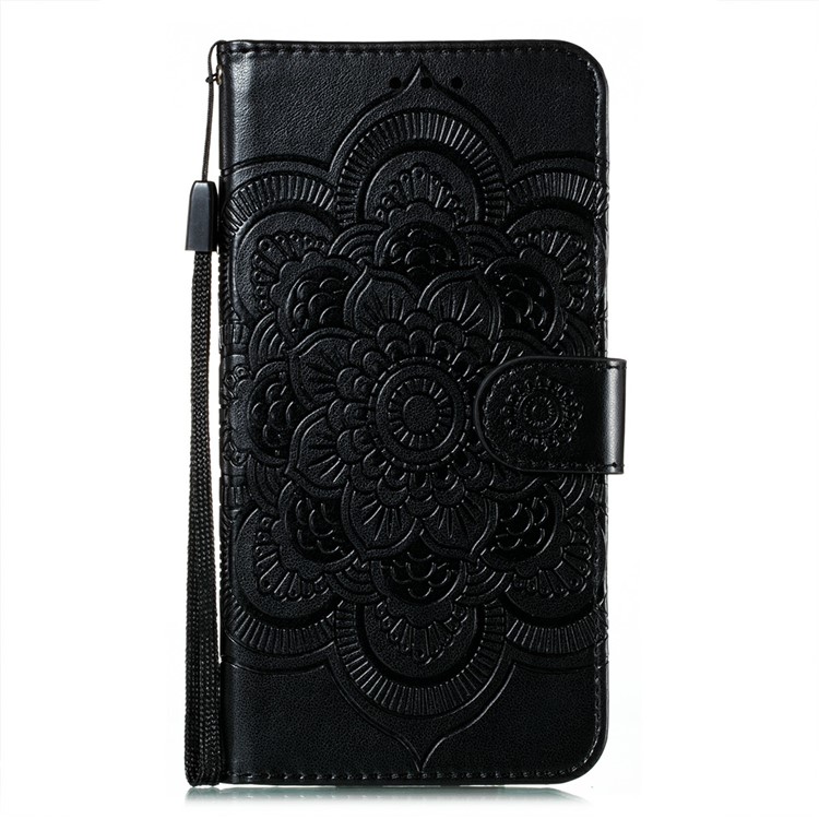Imprint Mandala Flower Leather Protective Cover for Motorola Moto G9 Plus - Black-9