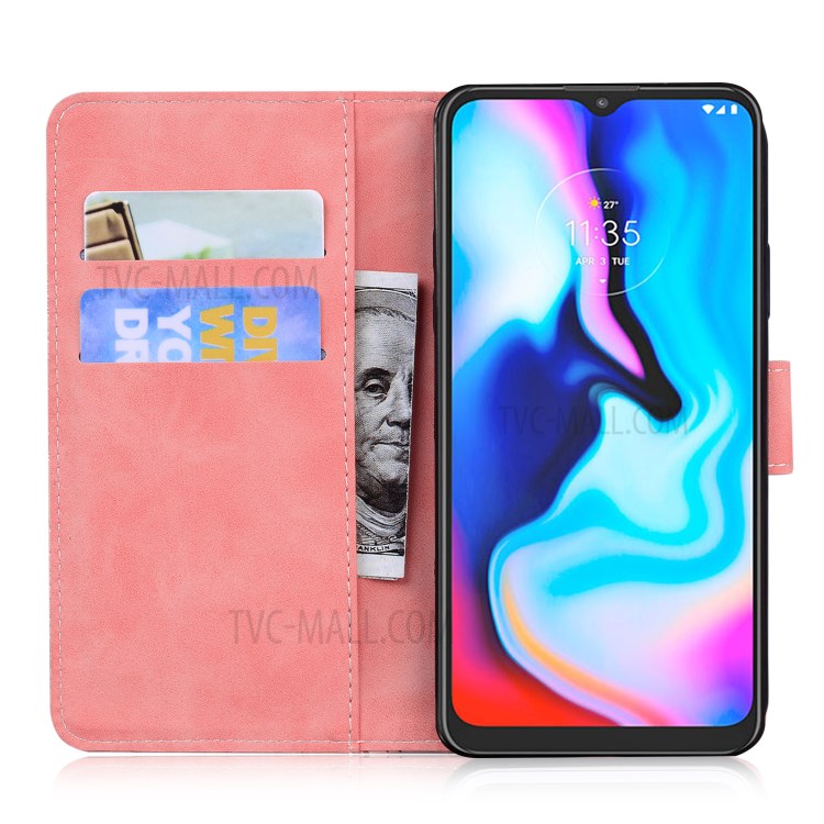 Magnetic PU Leather Wallet Stand Phone Cover Case for Motorola Moto G9 Play/E7 Plus - Pink-8