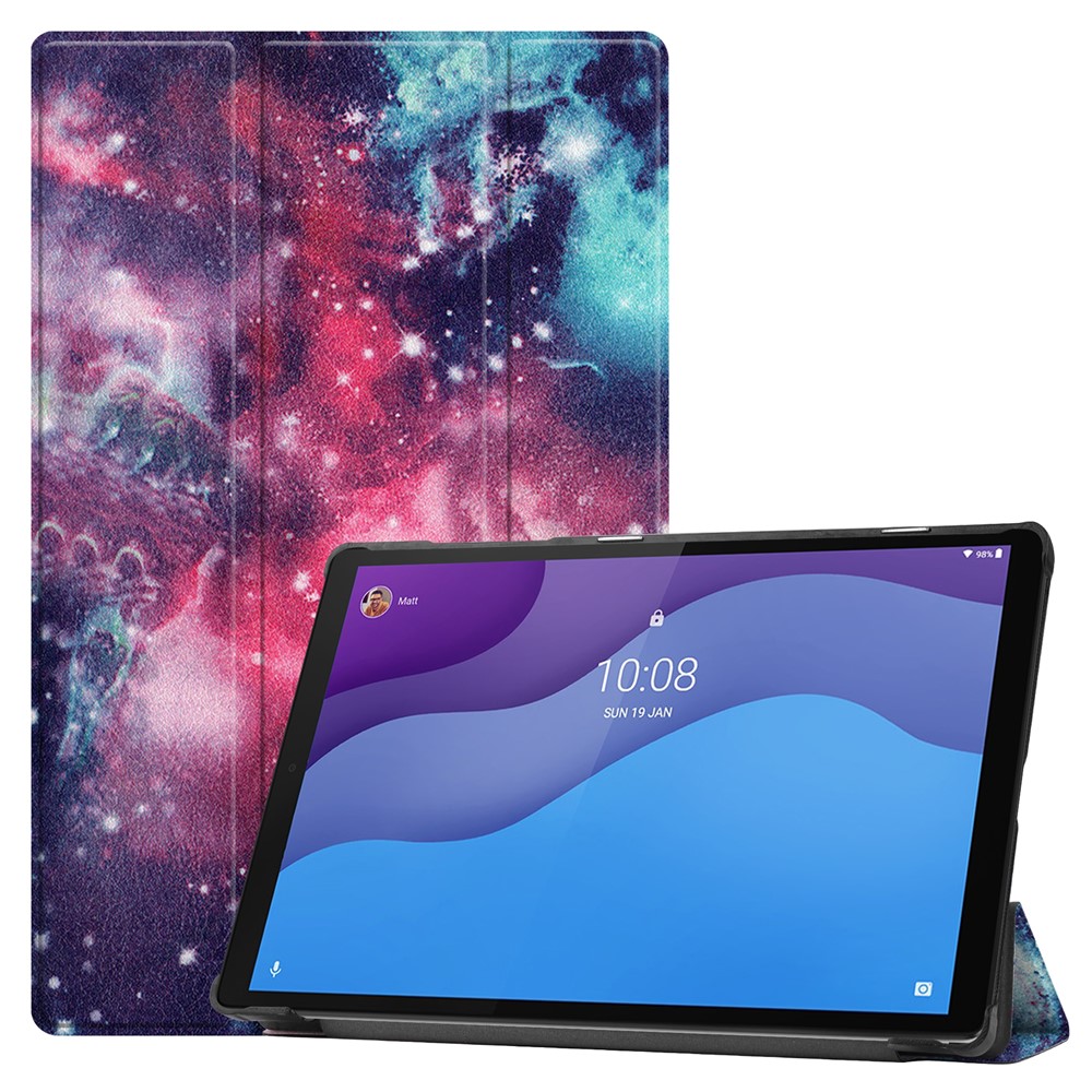 Étui De Table Tri-pli En Cuir PU En Cuir PU Pour Lenovo Tab M10 HD Gen 2 TB-X306F / Tb-x306x - Ciel Étoilé-1