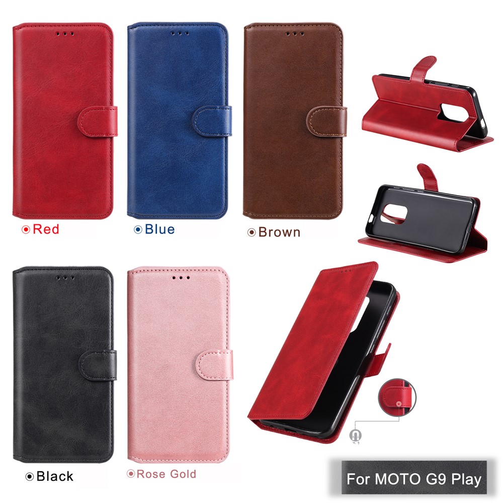 Classic Wallet Stand Flip Leather Phone Case for Motorola Moto G9 Play / Motorola Moto E7 Plus - Black-12
