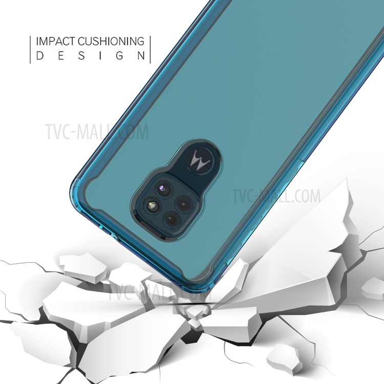 Drop-Proof Clear Acrylic Phone Cover Case for Motorola Moto G9 Play - Blue-2