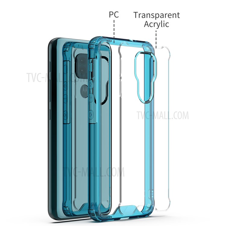 Drop-Proof Clear Acrylic Phone Cover Case for Motorola Moto G9 Play - Blue-5