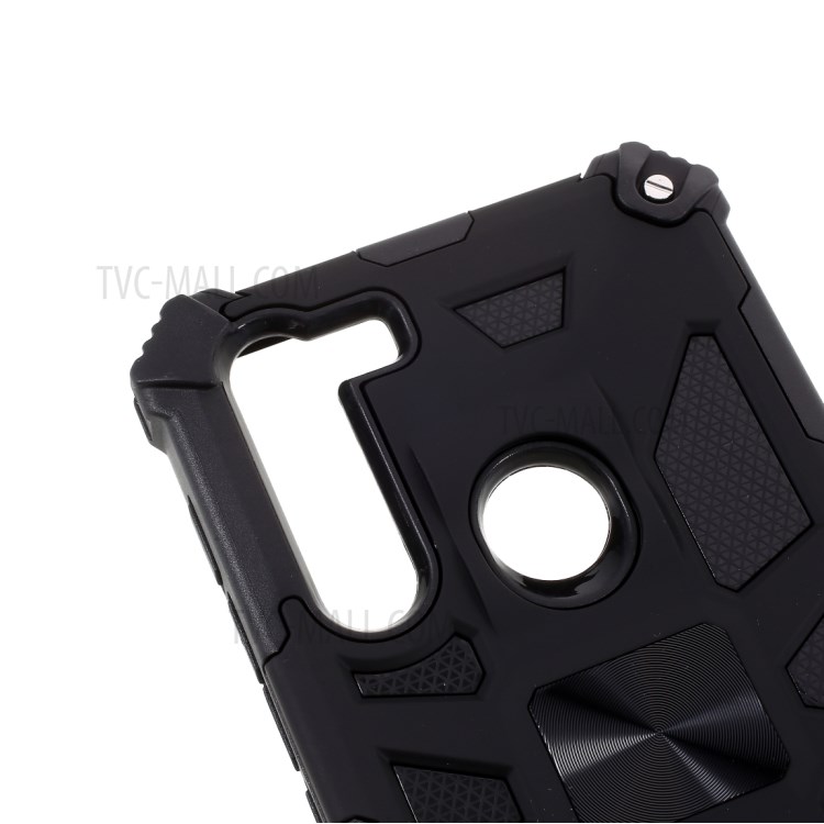 Shock Absorption Phone Protective Shell with Kickstand and Built-in Magnetic Metal for Motorola Moto One Fusion - Black-10