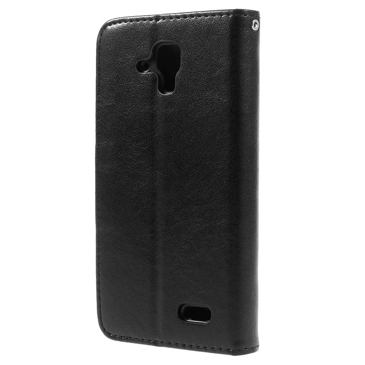 Imprint Flower Butterfly Leather Wallet Case for Lenovo A536 - Black-2