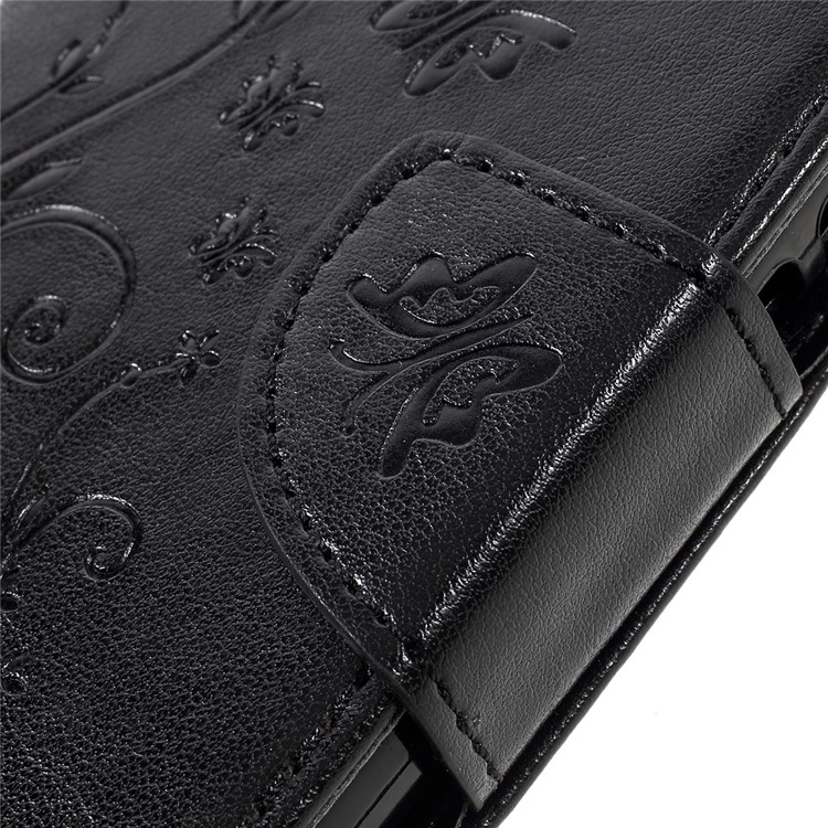 Imprint Flower Butterfly Leather Wallet Case for Lenovo A536 - Black-9