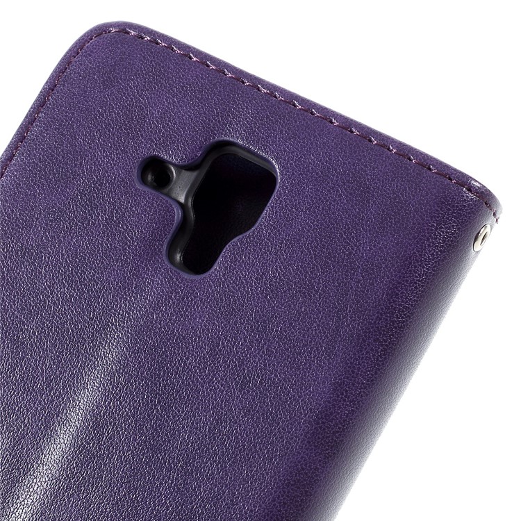 Imprint Flower Butterfly Flip Leather Phone Case for Lenovo A536 - Purple-10