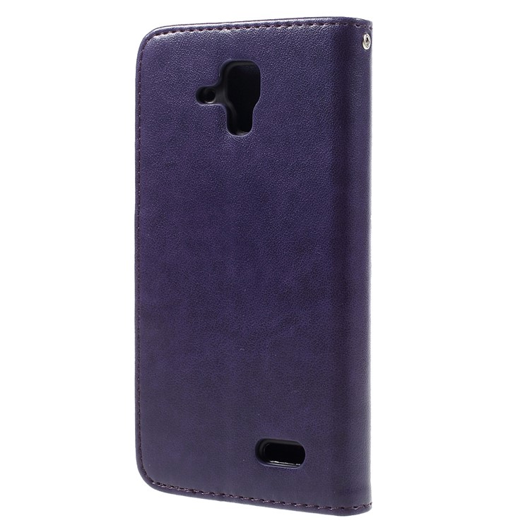 Imprint Flower Butterfly Flip Leather Phone Case for Lenovo A536 - Purple-2